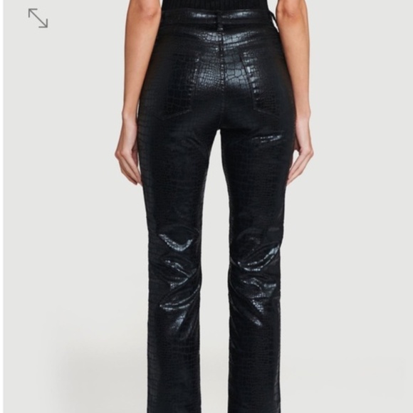 Frame Le Sylvie Slender Straight Black Mock Croc Jeans - Size 30. - Picture 3 of 8